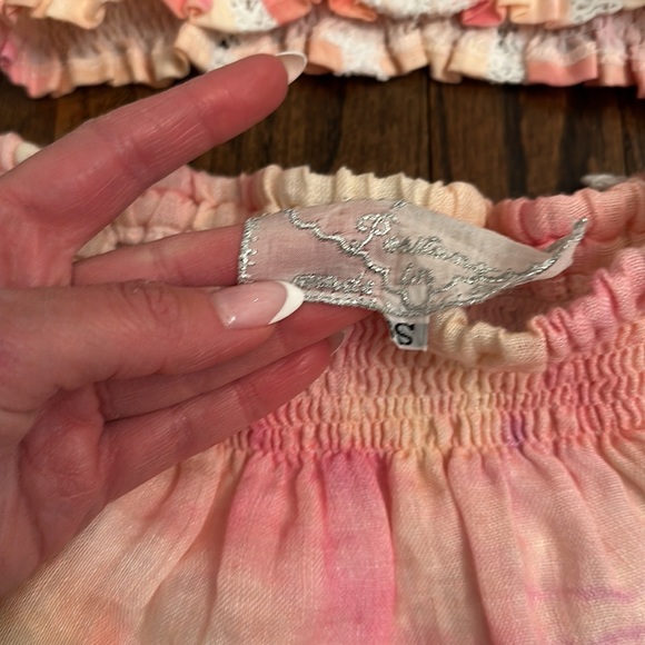 Temptation Positano linen top/ skirt set size small - Picture 3 of 4